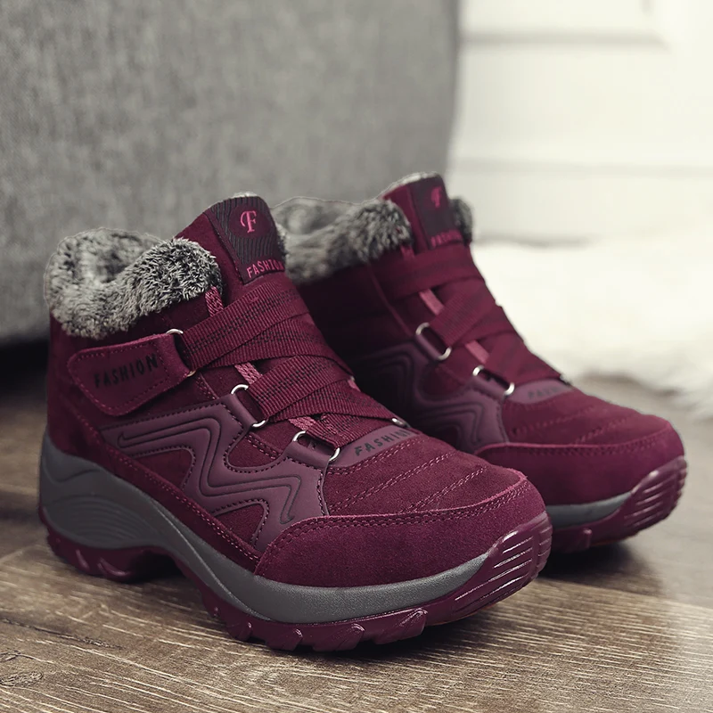 Bjakin/женские замшевые кроссовки Лидер продаж теплые плюшевые зимние ботинки на