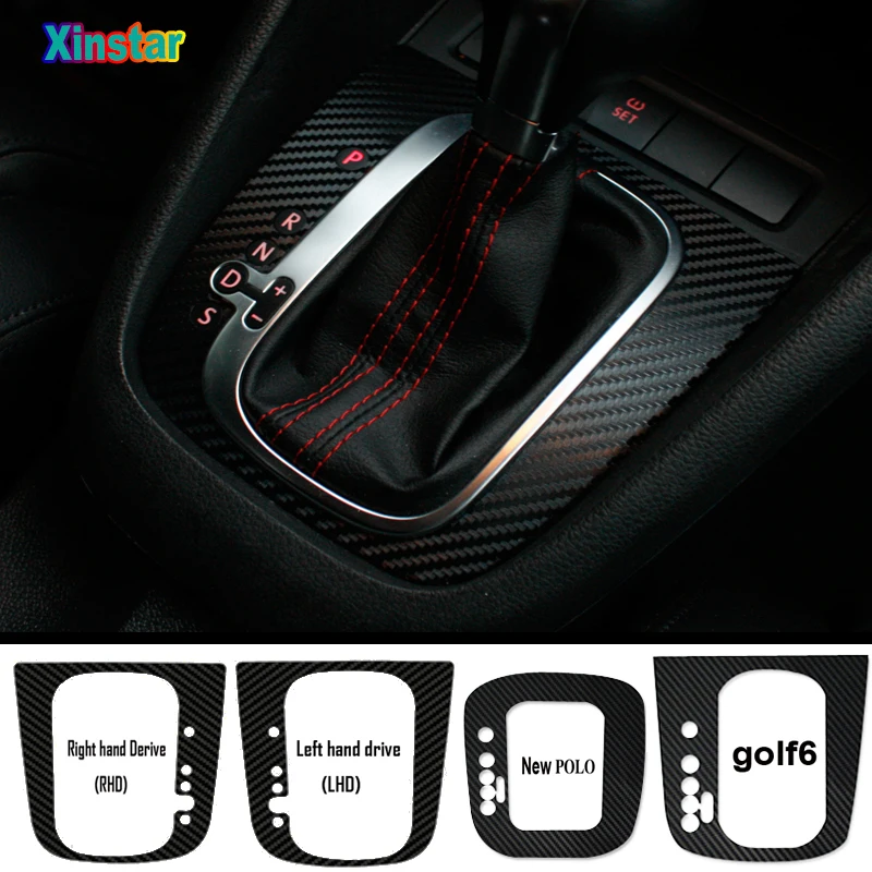 

1pc Carbon fiber car automobile gear knob decoration sticker for Volkswagen Golf 6 passat POLO 12-14Sagitar