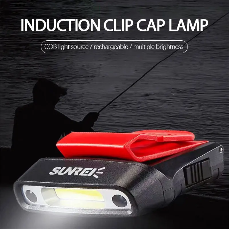 

Умный индукционный светильник с зажимом для крышки, светильник для ночной рыбалки, светильник для поля шляпы, суперъяркий светильник с зажи...