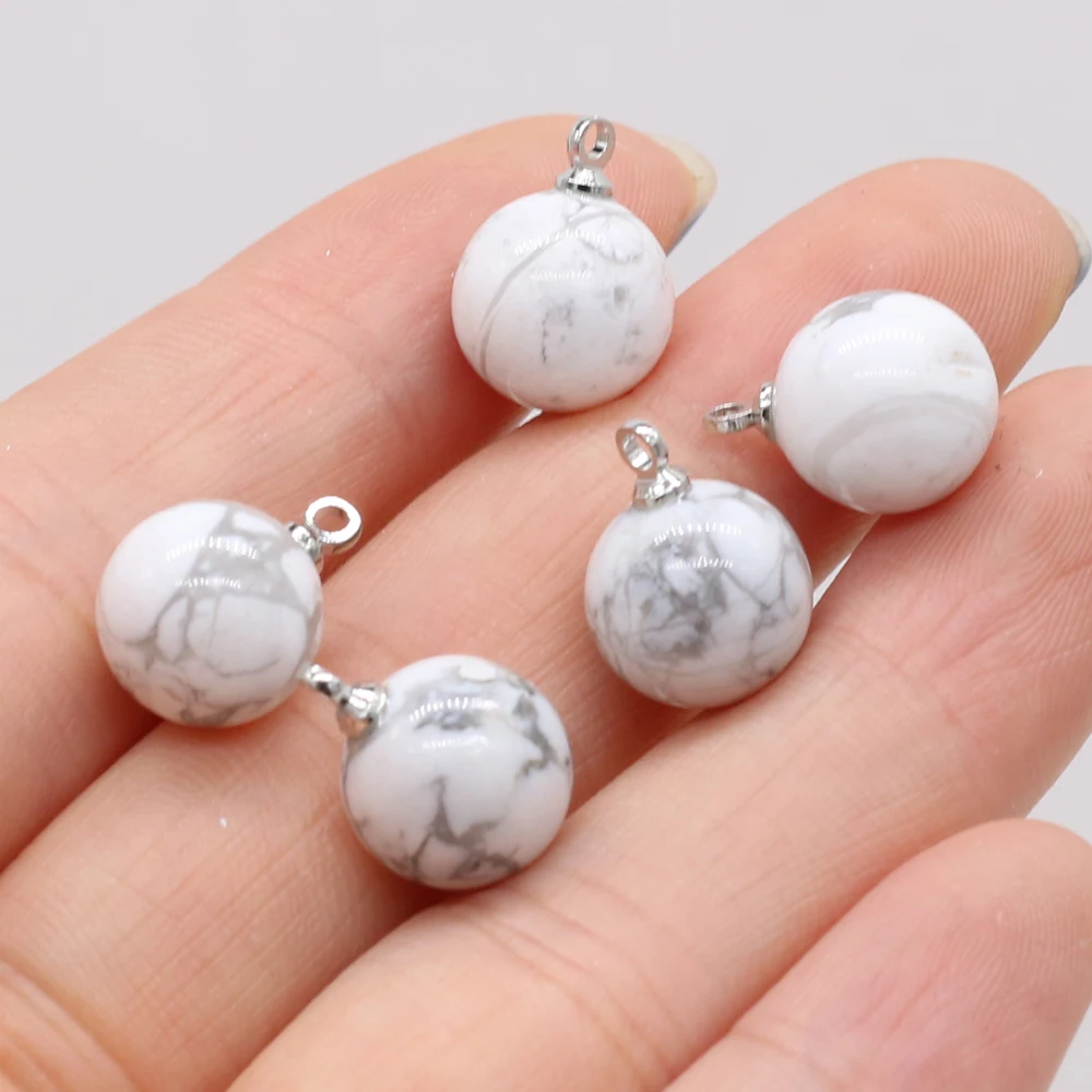 

5Pcs Natural Semi-precious Stone White Pine Round Spherical Ladies Pendant Beads DIY Necklace Bracelet Jewelry Gift Accessories