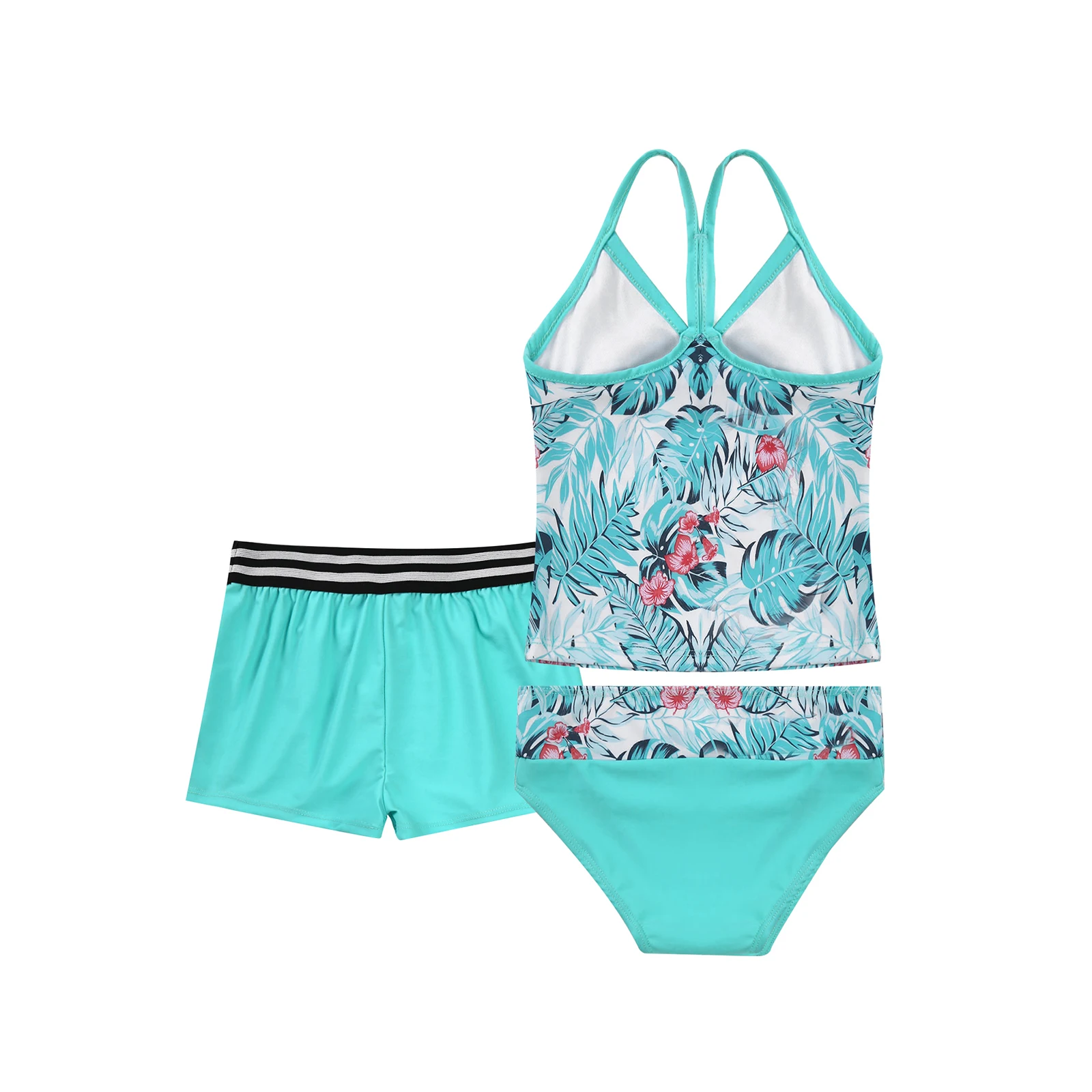 Летняя одежда для купания TiaoBug девочек 3 шт. с принтом V-образным вырезом на