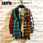 Мужская рубашка в клетку IEFB, осенняя, в Корейском стиле, повседневная, свободная, с длинными рукавами, 5XL, 0023