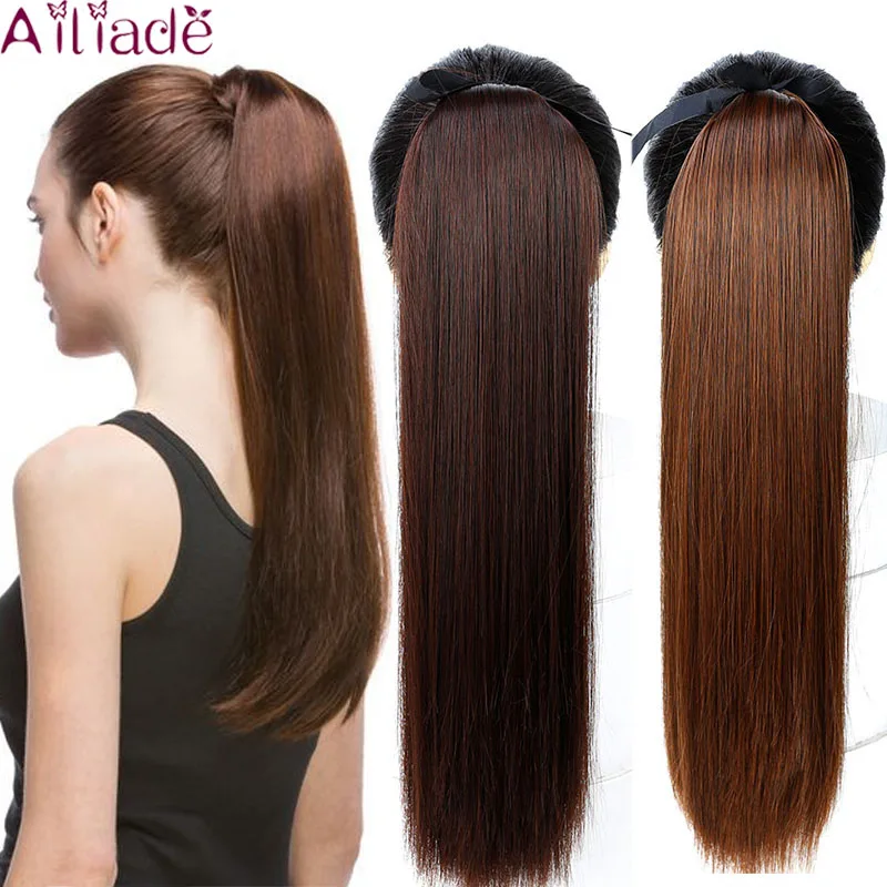 AILIADE 22 дюймов новый длинный ремешок клип женский парик черный коричневый прямые