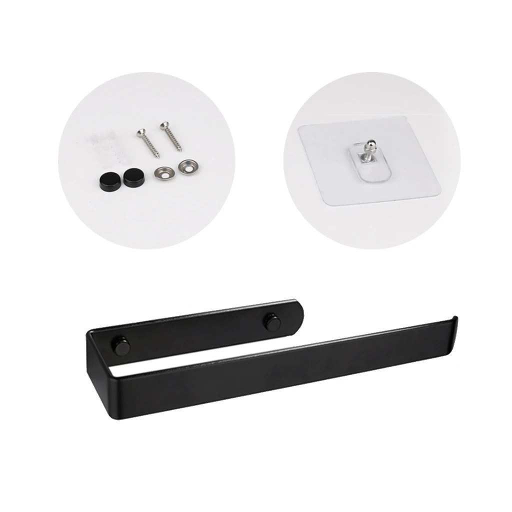 Полка-органайзер для бумажных полотенец черная самоклеящаяся крепится на винтах