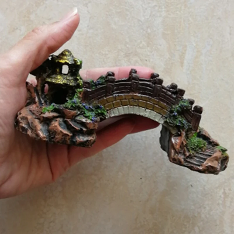 Игрушечная рыбка мост украшения дома Аксессуары Rock пейзаж павильон в виде дерева