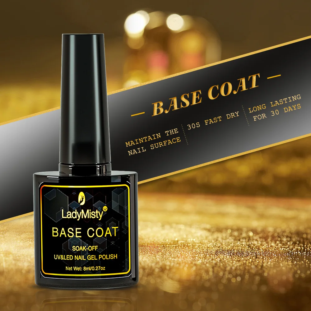 LadyMisty нет протрите Гель лак для верхнего и базового покрытия 2 шт./лот