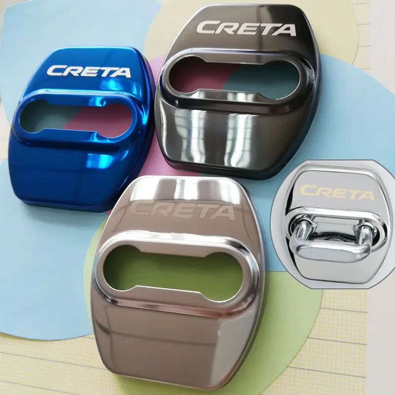 Крышка дверного замка автомобиля Авто эмблемы чехол для Hyundai Creta ix25 2018 2019 2020 аксессуары для автомобиля-Стайлинг наклейки из нержавеющей стали