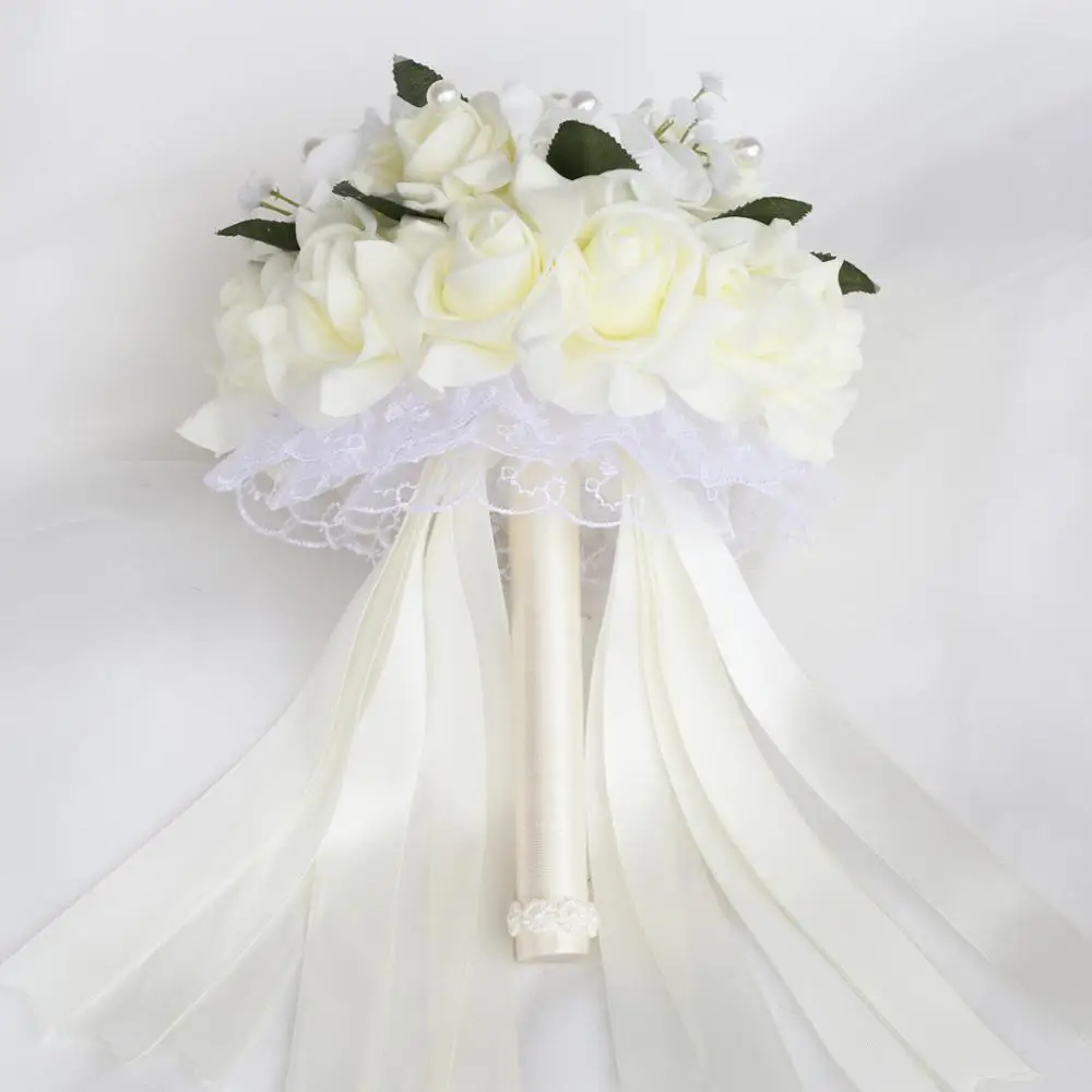 Простой искусственный букет невесты 9 цветов цветы для подружки ПЭ роза