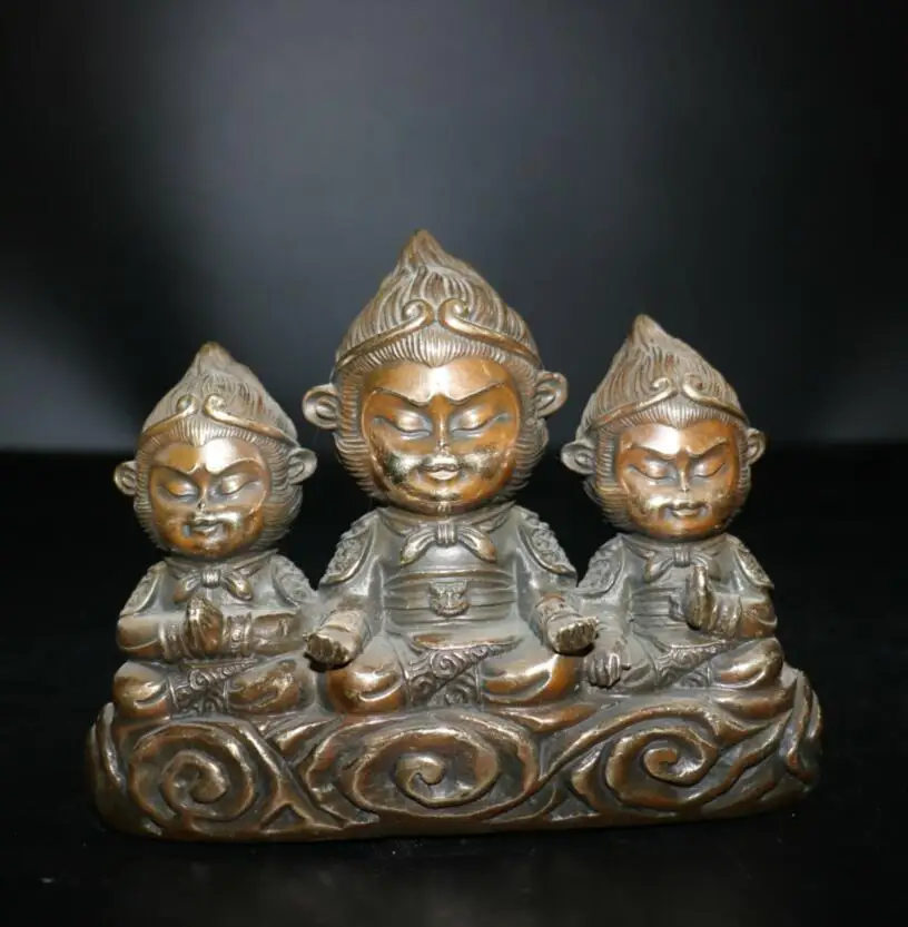 

China brass archaize Monkey King crafts statue