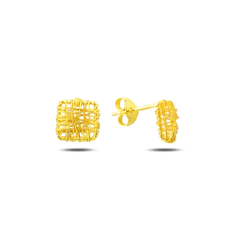 

Silverlina Silver Square Wire Knitted Earrings