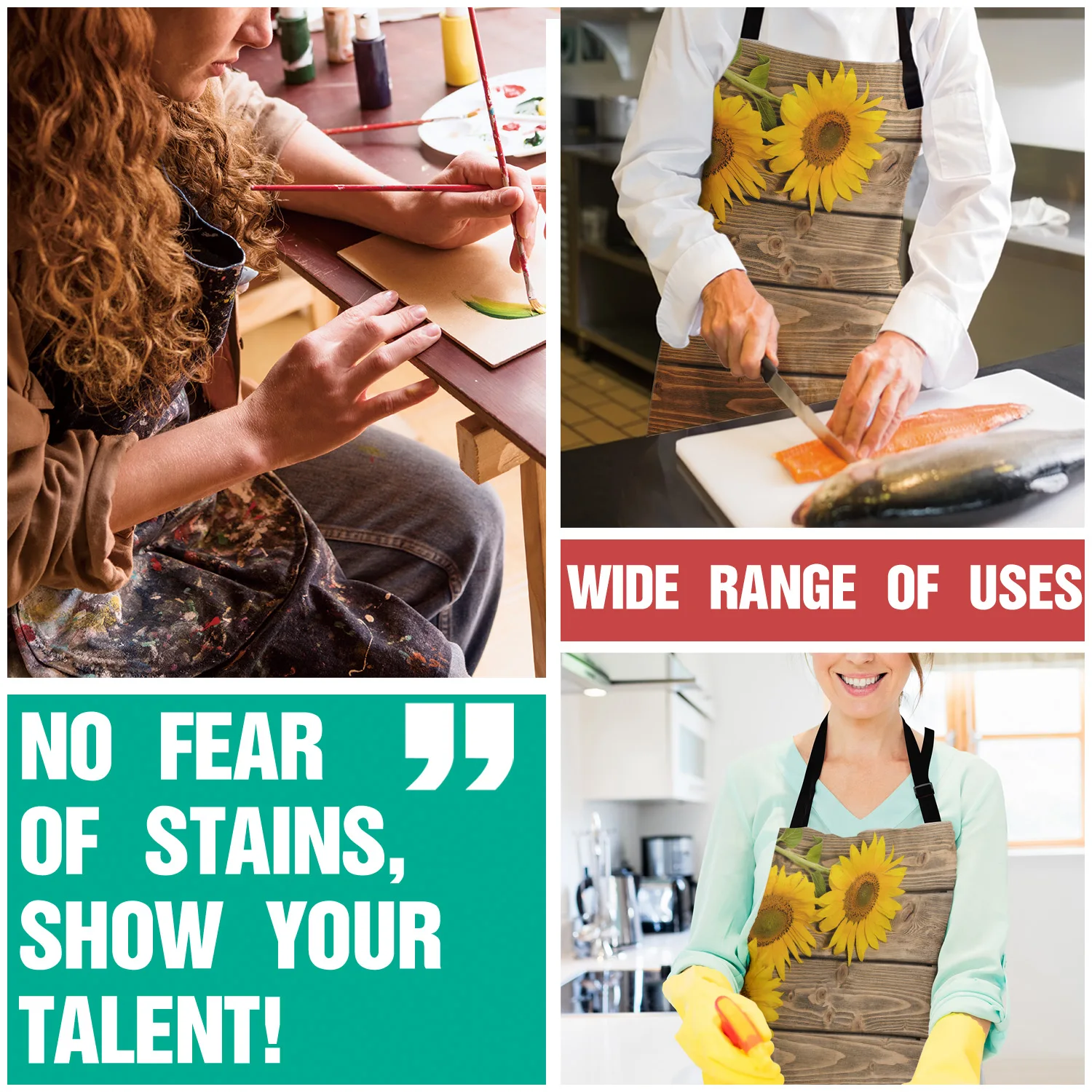 Фартук с подсолнухами регулируемый парусиновый фартук индивидуального дизайна