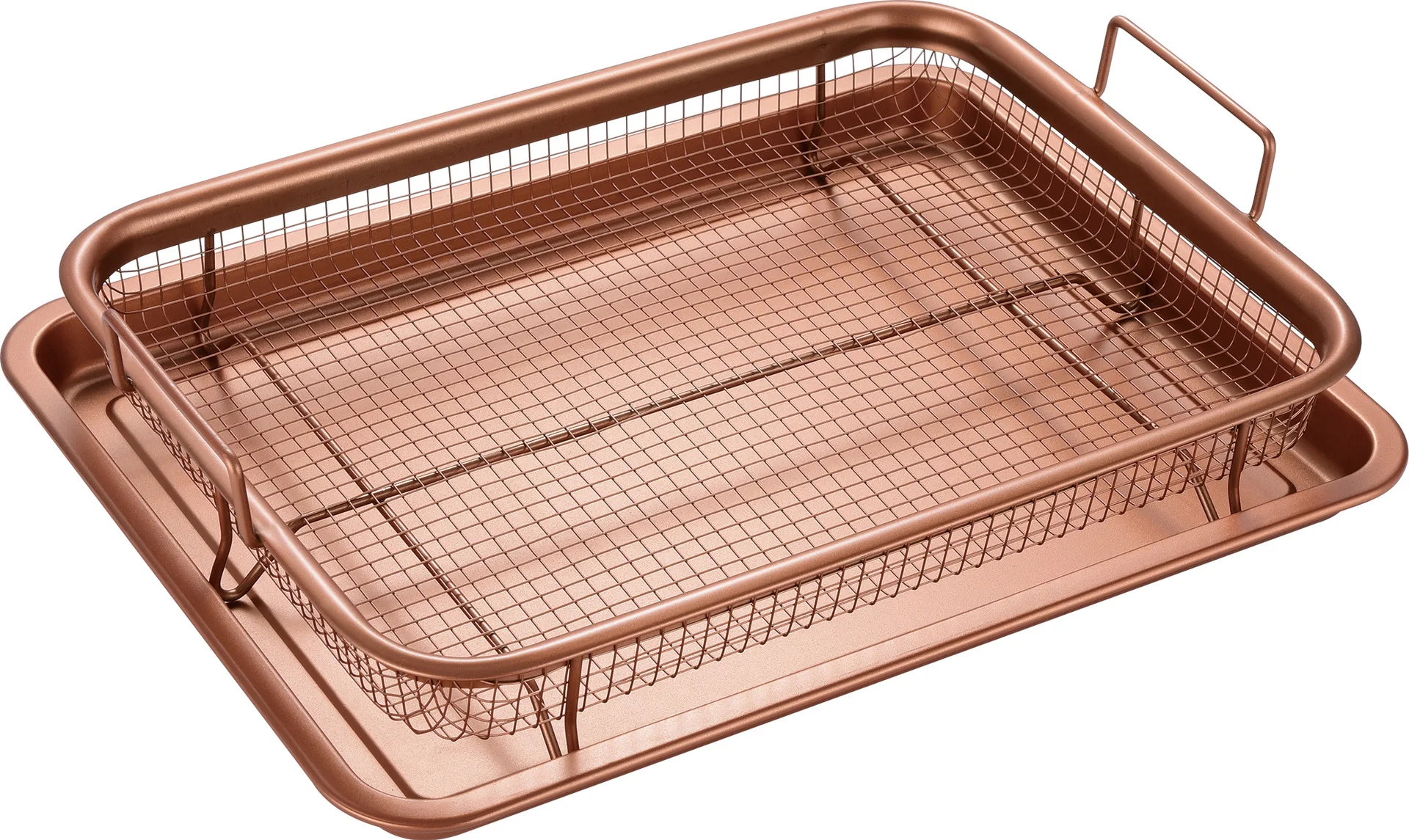 Non-Stick Air Oven Fry Pan with Tray & Mesh Basket Set Crisper Frying for Chicken French Fries Kitchen Tools |