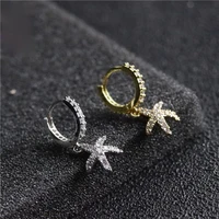 new simple titanium steel inlaid zircon starfish pendants earrings charm womens exquisite temperament earrings fashion jewelry