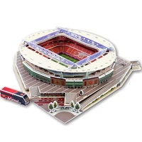 funny 105pcsset the red devils old trafford club ru competition football game stadiums building model toy gift original box