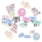 Fkisbox 5 шт. грызун силиконовый Единорог детский Прорезыватель для зубов бусины в форме цветка не содержит Бисфенол А детское жевательное ожерелье для прорезывания зубов кролик облако лиса
