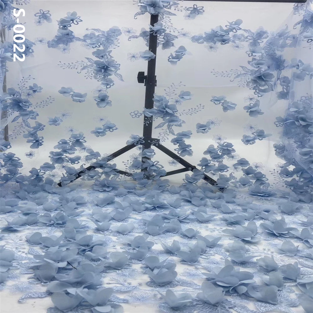 Мягкая сиреневая кружевная ткань с 3D цветами африканская Высококачественная