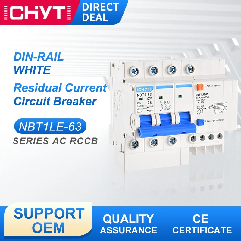 

NBT1LE-63 3P+N 400V 10A 16A 20A 25A 32A 40A 50A 63A Transparent Residual Current Earth Leakage Circuit Breaker RCBO RCCB
