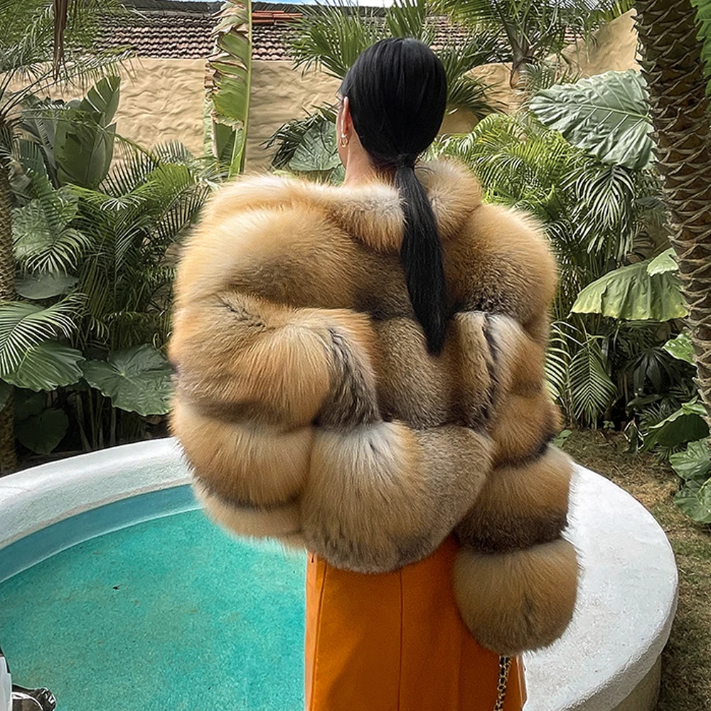 Winter Fashion Real Fox Fur Coat for Women High Quality 2022 New Short Full Pelt Genuine Fox Fur Jacket Lapel Collar Outwear