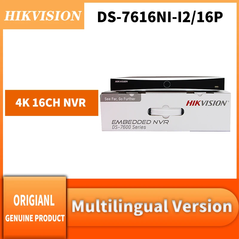 

Original Hikvision 16CH DS-7616NI-I2/16P NVR 4K 12MP H.265+ 2SATA 16 POE Port HDMI VGA Plug & Play With Anpviz IP Camera