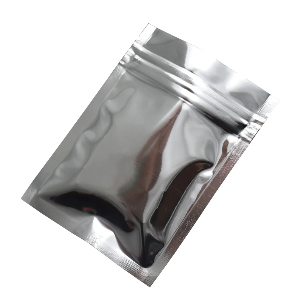 

100pcs/lot 7.5x10cm Silver Zip Lock Aluminum Foil Packing Bag Zipper Mylar Packing Pouch Heat Seal Food Vacuum Package Bag