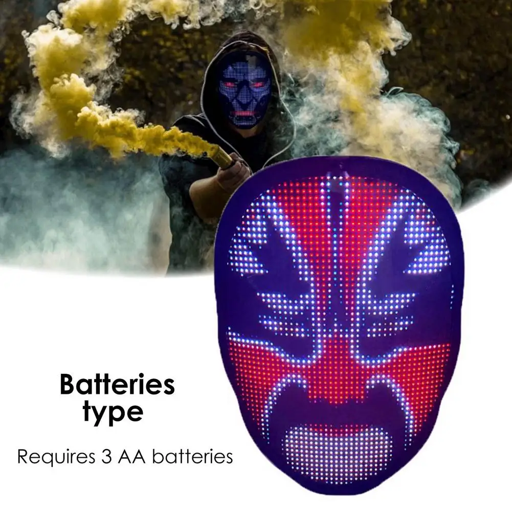 RGB Led Face Mask With Bluetooth App Luminous Shining Light Up For Costume Cosplay Halloween Christmas Party Masquerade | Дом и сад