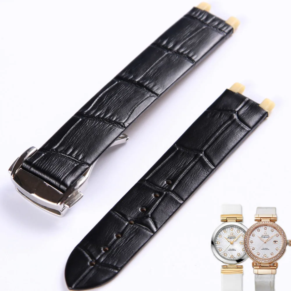 For OMEGA Butterfly Flying Bird Nest LADYMATIC Concave Interface Series Folding Buckle 16mm Women's Watch Strap for Omega Watch