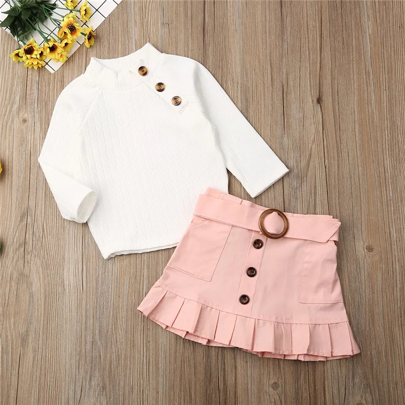 Детская зимняя трикотажная рубашка Pudcoco для маленьких девочек + мини-юбка на