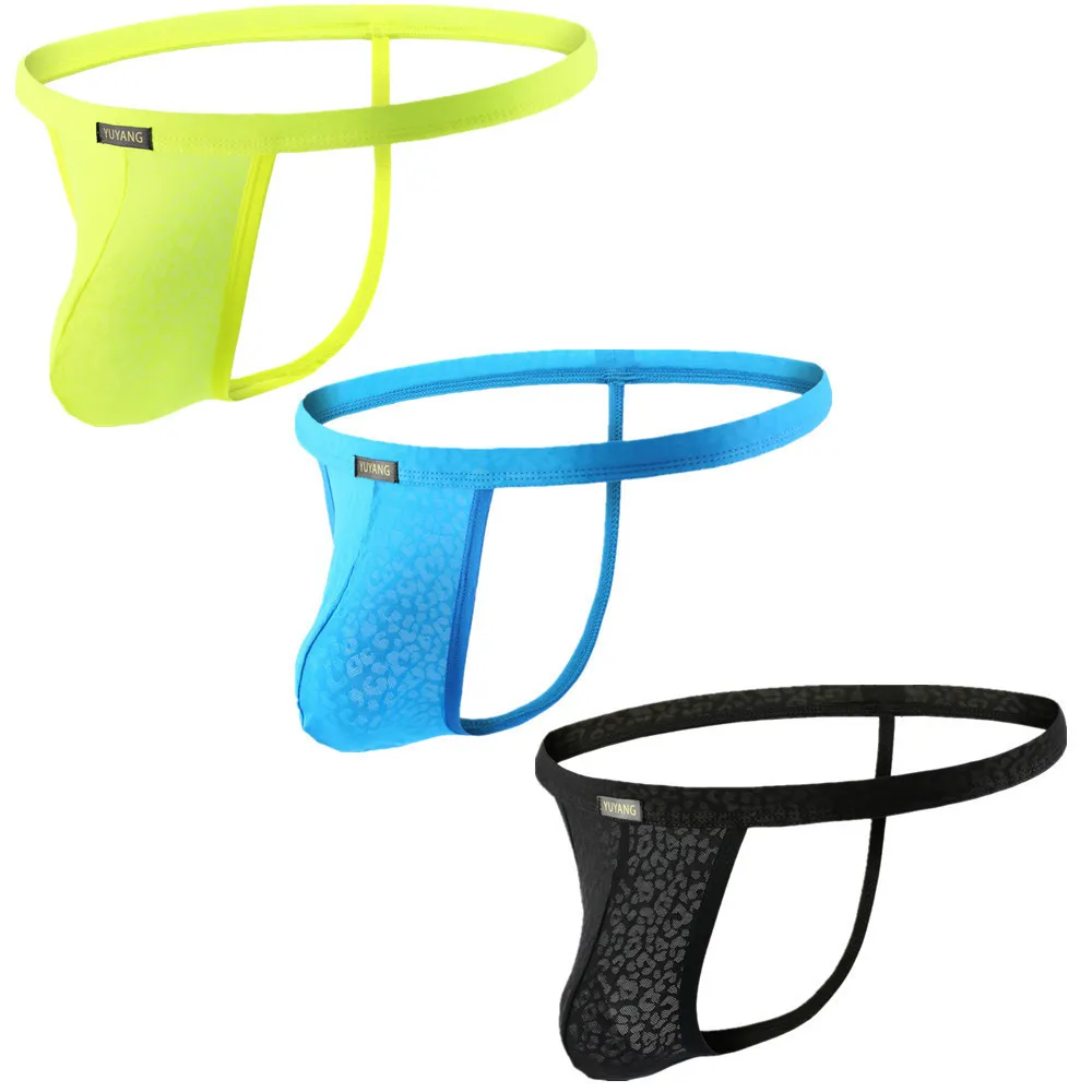 Мужское нижнее белье с карманом для пениса жаккардовые трусы танга принтом