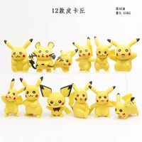 12pcsset 8cm pokemon anime figure toys pikachu pvc cake car decoration ornaments action figure for children birthday toy gifts