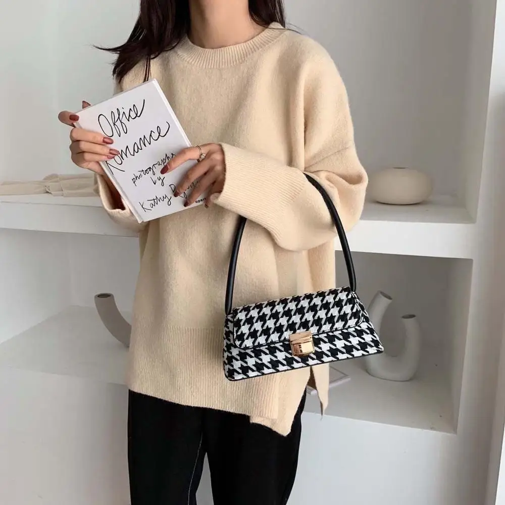 Женская сумка через плечо тоут в клетку Модный узор повседневная простая Wild