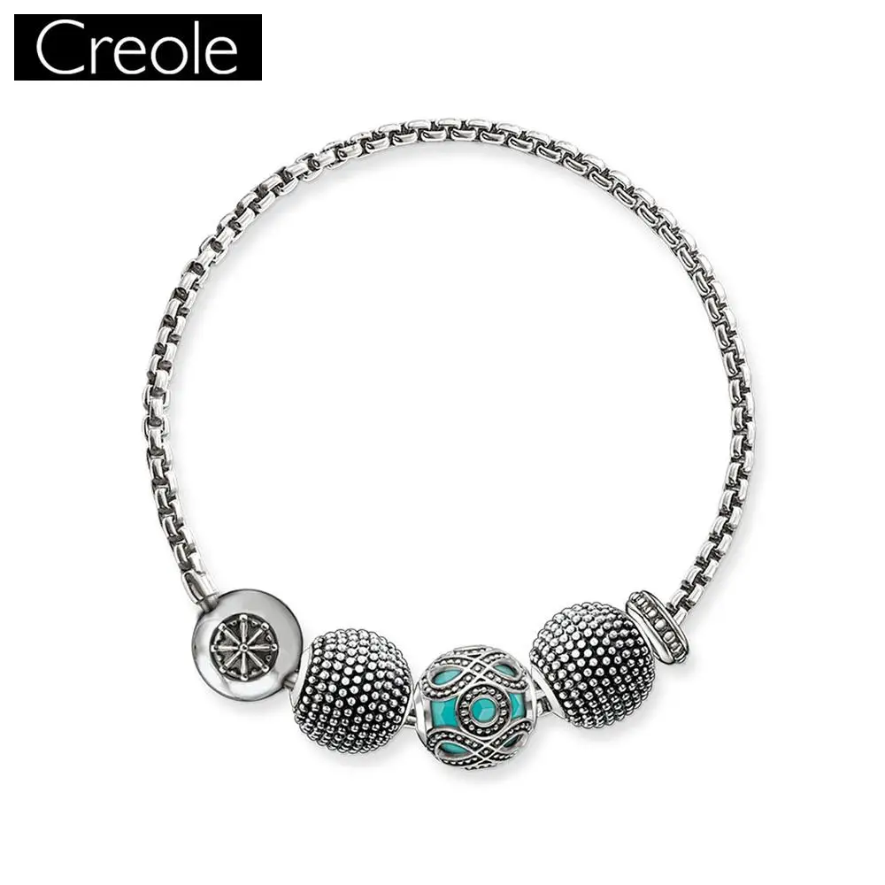 

Bracelets Link Chain With Beads Kathmandu 925 Sterling Silver Jewelry For Women Men Punk Gift Europe Karma Bead Bracelet