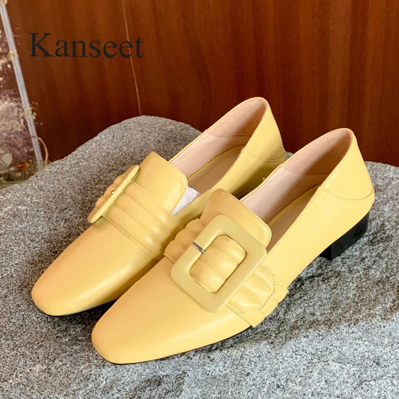 

Новое поступление, женская обувь Kanseet, весенняя обувь с круглым носком и пряжкой с ремешком, обувь ручной работы из коровьей кожи на низком к...