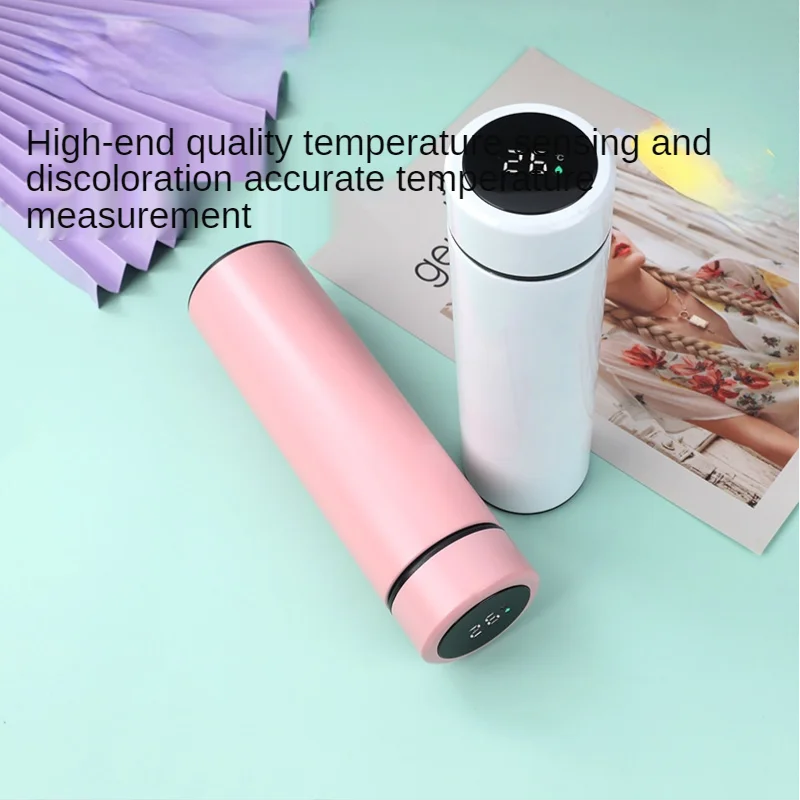 

Multicolor Water Bottle 500ml 304 Stainless Steel LED Vacuum Cup Temperature Digital Display Portable Beverage Bottle