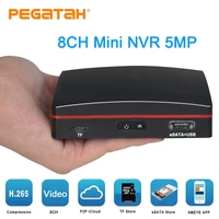 8ch h 265 5mp mini nvr remote control network video record for cctv camera 5mp ip camera support p2p esata tf slot usb mouse