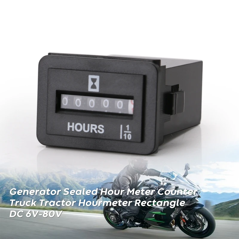 

DC 10V-80V Generator Sealed Hour Meter Counter for Boats Trucks Tractors Cars Hourmeter