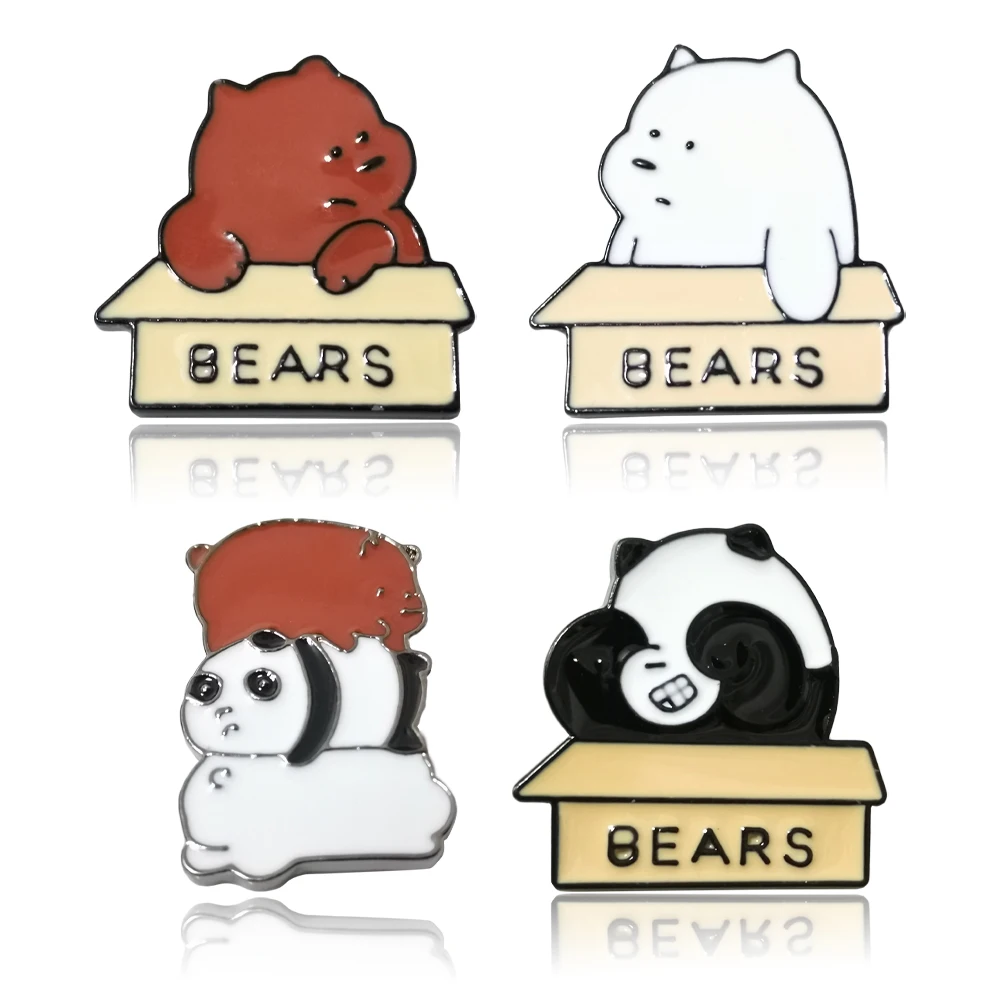 Симпатичная металлическая эмалированная булавка мультяшная панда Медведь Брошь