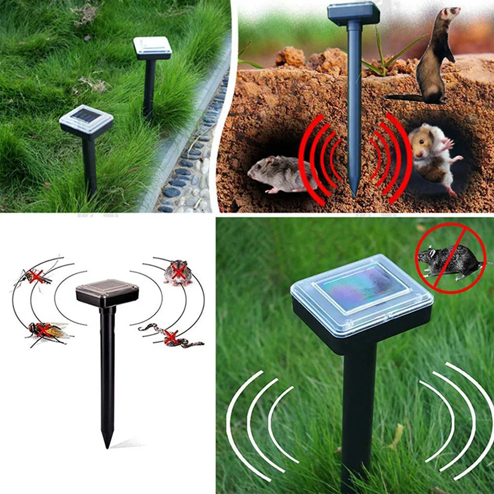 

2 PCS Solar Powered Garden Ultrasonic Rat Cat Dog Snake Repeller Deterrent Pest Control for Gardens Parks Villas Farms