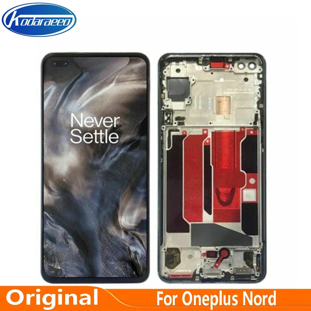 Pantalla LCD con marco para m&oacute;vil, digitalizador de Panel t&aacute;ctil Amoled Original para Oneplus Nord AC2001, AC2003, 6,44 pulgadas-0
