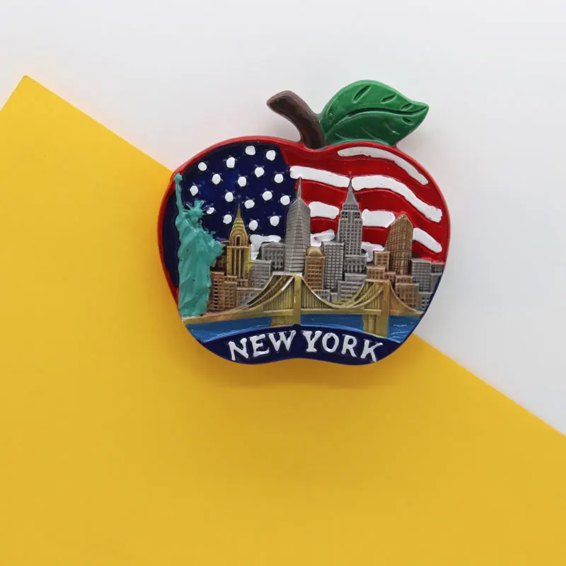 Магнит на холодильник США Нью Йорк сувенир яблоко зеленые деликатные