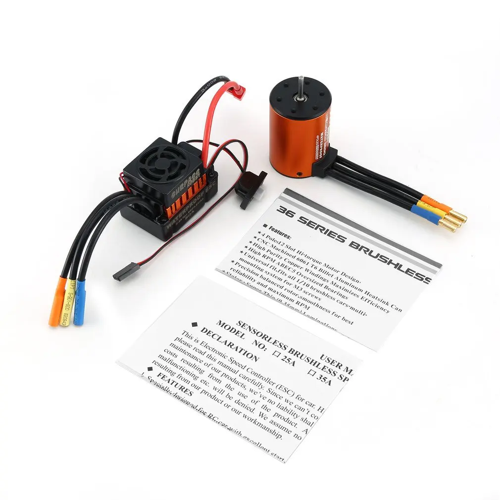 

SURPASS HOBBY 3650 4300/3500/3900KV Brushless Sensorless Motor With 60A ESC Combo Set For 1/10 RC Car Truck Part Accessories