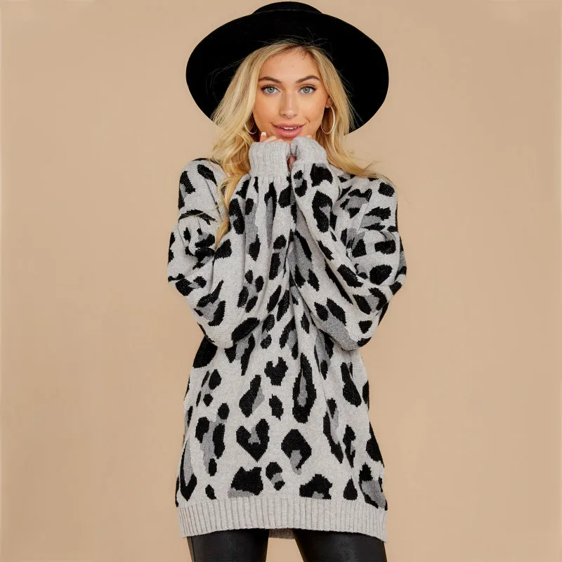 

European American New Style Best-selling Loose Leopard Print Long-sleeved Pullover Fashion Trend Outdoor Casual Women's Sweater