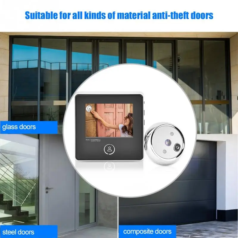 Smart HD visual doorbell for 35-110mm door pipehole video phone wide angle night vision camera infrared Motion sensor | Безопасность и