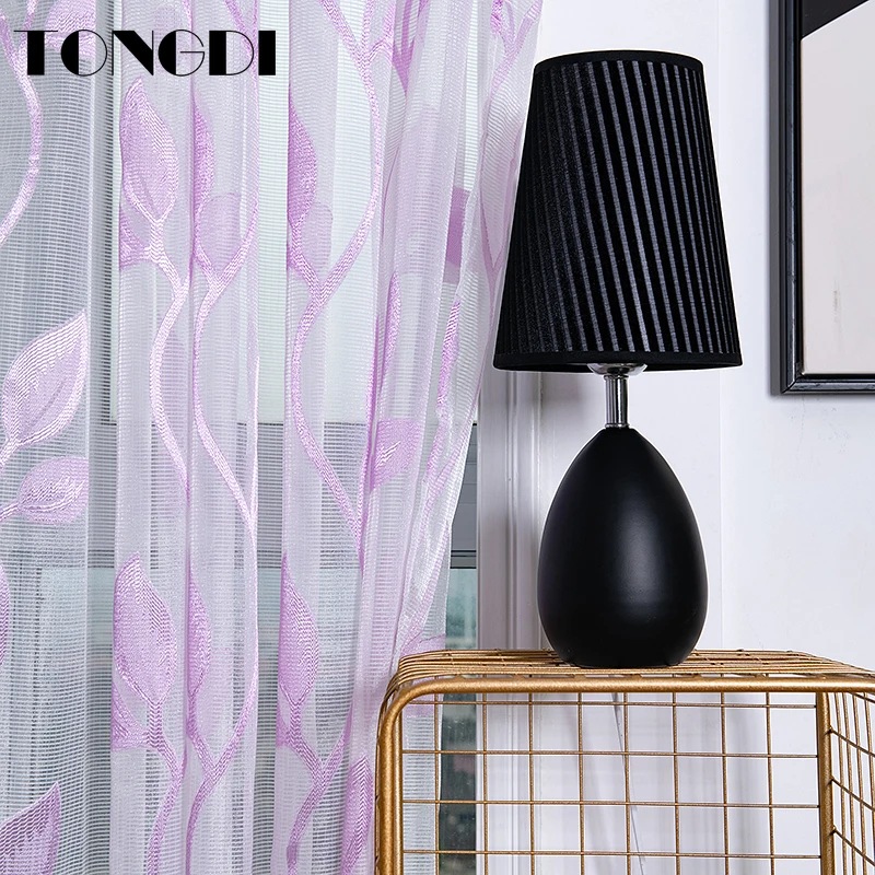 TONGDI белая Тюлевая занавеска с принтом элегантные листья цветочные волны