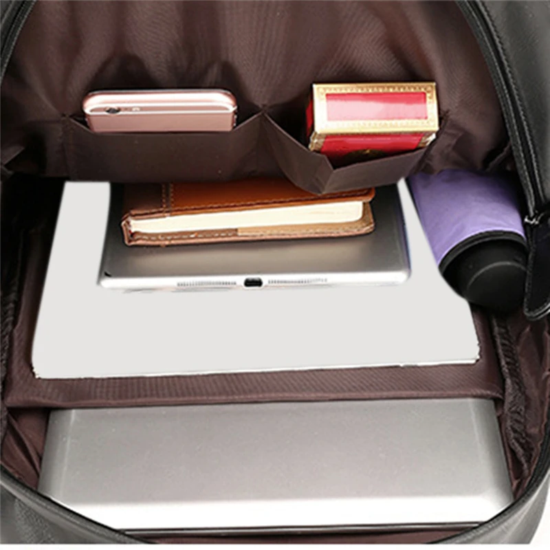 

Unisex Business Backpackl Backpacks Travel Bag Black Pu Leather Men's Fashion Shoulder Bags Teenage Backpack Men Casual Bag