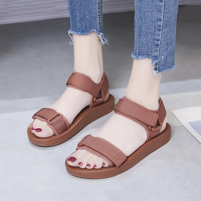 

Leather Platform Sandals Women Summer Women's Chunky Shoes Fashion Buckle Thick Soled Casual Woman Beach Sandal