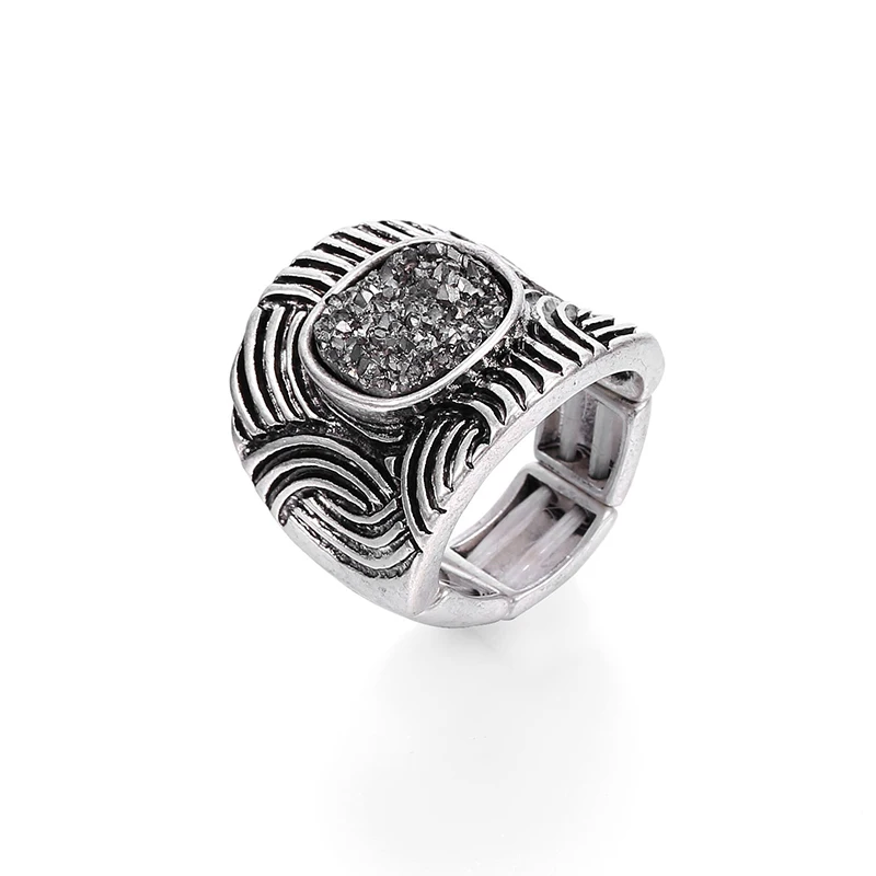 Кольцо с черным кристаллом винтажное серебряное кольцо серебряным покрытием