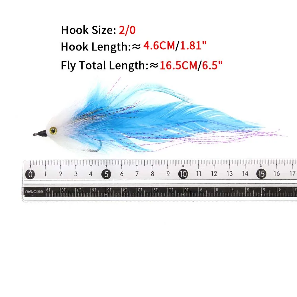 Vampfly 2pcs 2/0# Colorful UV lumo Fox Tail Fish Streamer Fly For Pike Bass Big Game Saltwater Fishing Lure Bait