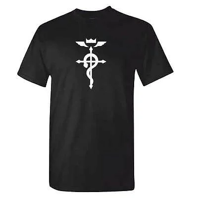 

FLAMELS CROSS Tshirt - Fullmetal Alchemist Mens Black T-Shirt - Anime Manga