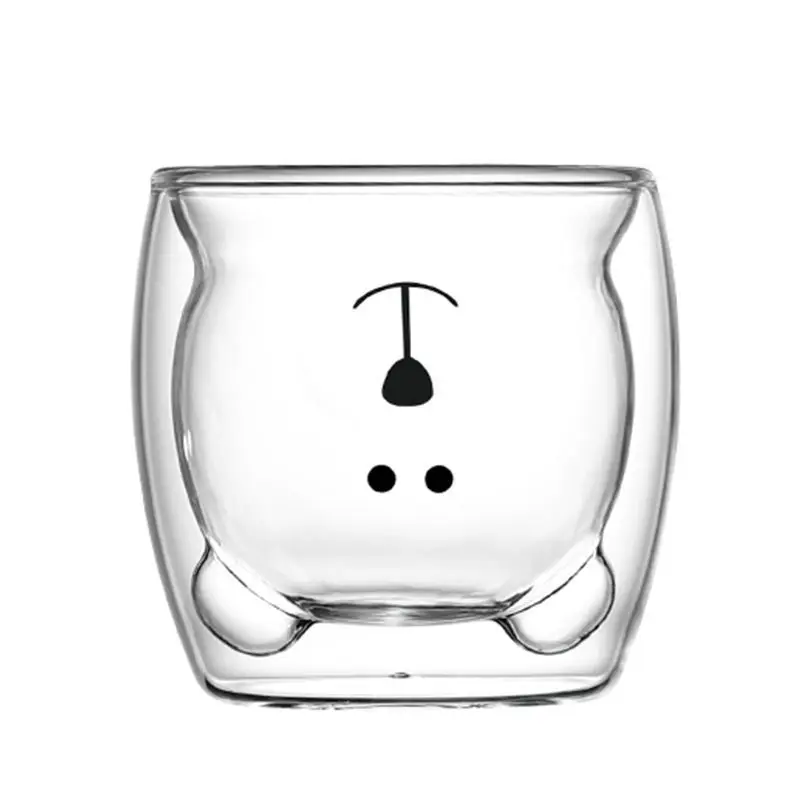 Кружка стеклянная термостойкая двухслойная 280 мл с изображением милого