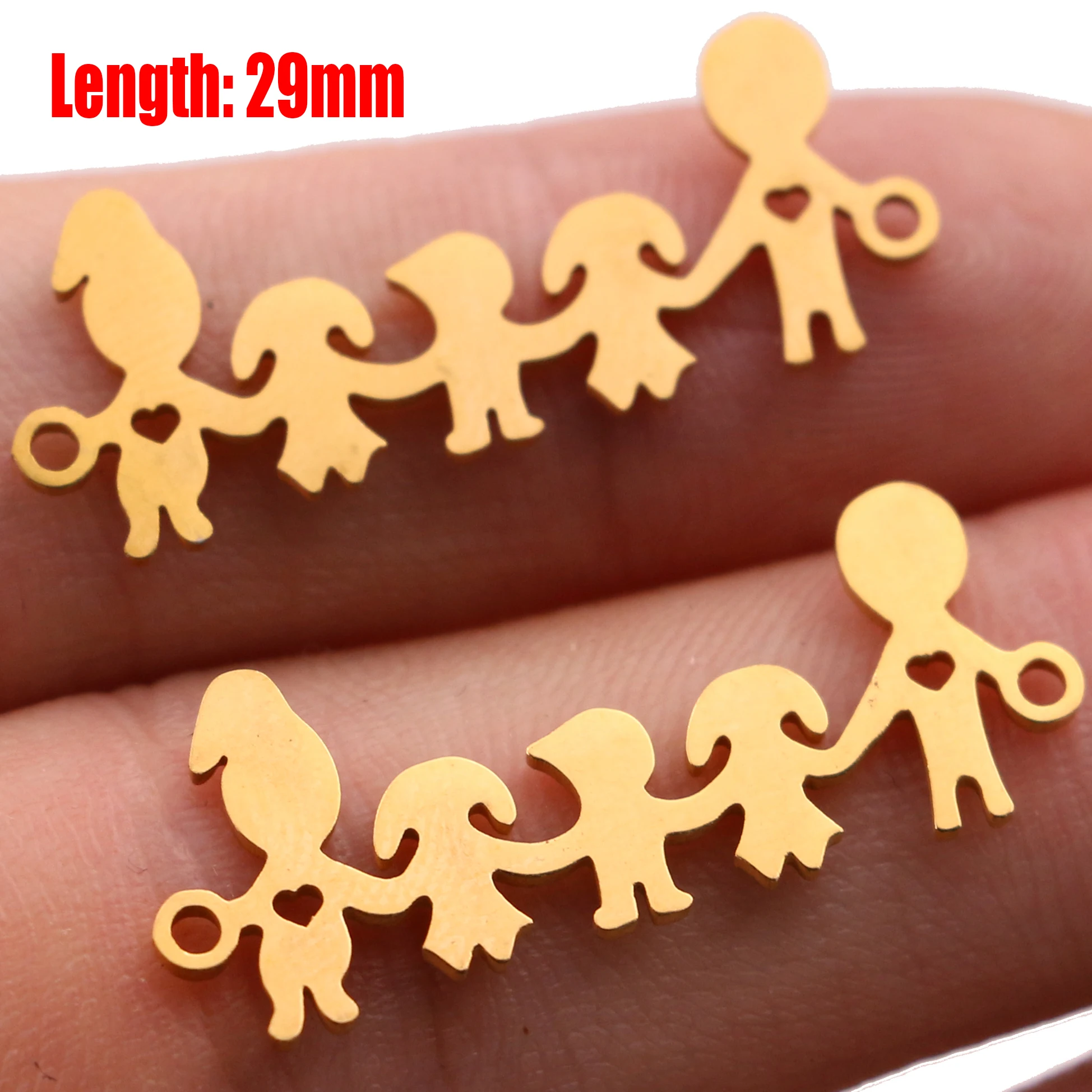 5pcs Family Chain Stainless Steel Pendant Necklace Parents and Children Necklaces Gold/steel Jewelry Gift for Mom Dad New Twice - Цвет: Gold 21